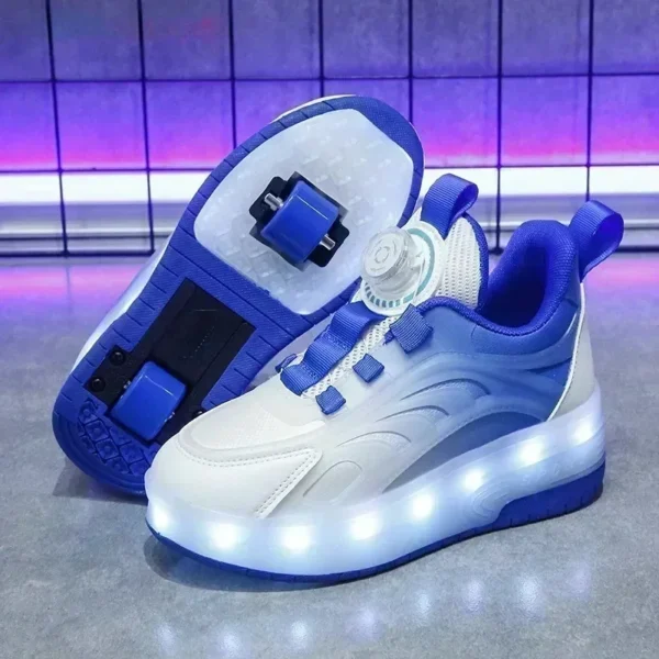 Çocuklar için USB Şarj Edilebilir Işıldayan Rahat Sneakerlar: LED Işıklı Tekerlekli Paten Ayakkabıları