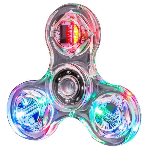 Kristal Işıklı LED Fidget Spinner - Karanlıkta Parlayan Stres Giderici Oyuncak, Çocuklar için Kinetik Jiroskop