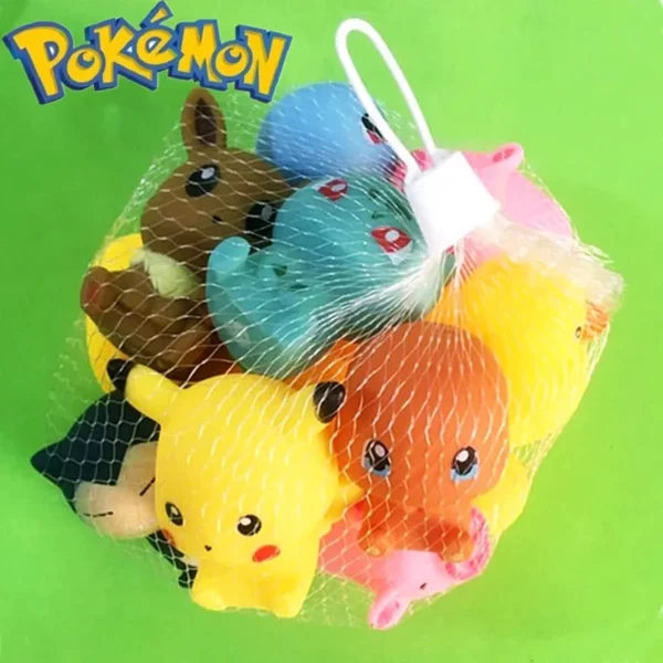 Pokemon Anime Figürleri: Pikachu, Bulbasaur, Charmander, Squirtle, Eevee, Snorlax - Çocuklar için Sesli Banyo Oyuncakları