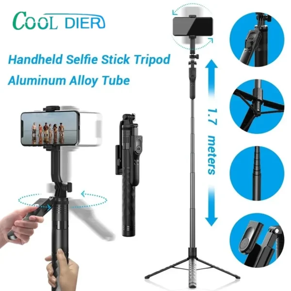 1.7M Kablosuz Selfie Sopa ve Tripod Katlanabilir Standı