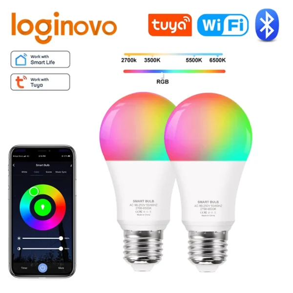 WiFi/Bluetooth Akıllı Ampul: E27 RGB Akıllı L