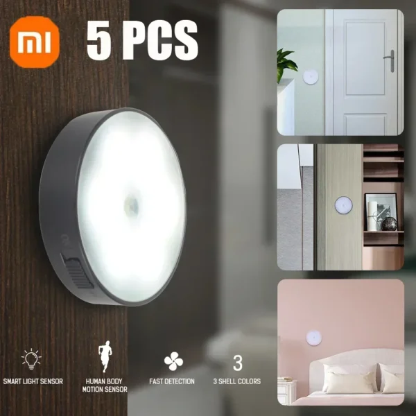 Xiaomi Night Light LED: PIR Hareket Sensörüyle, Şarj Edilebilir USB, Mutfak Dolabı Gece Lambası